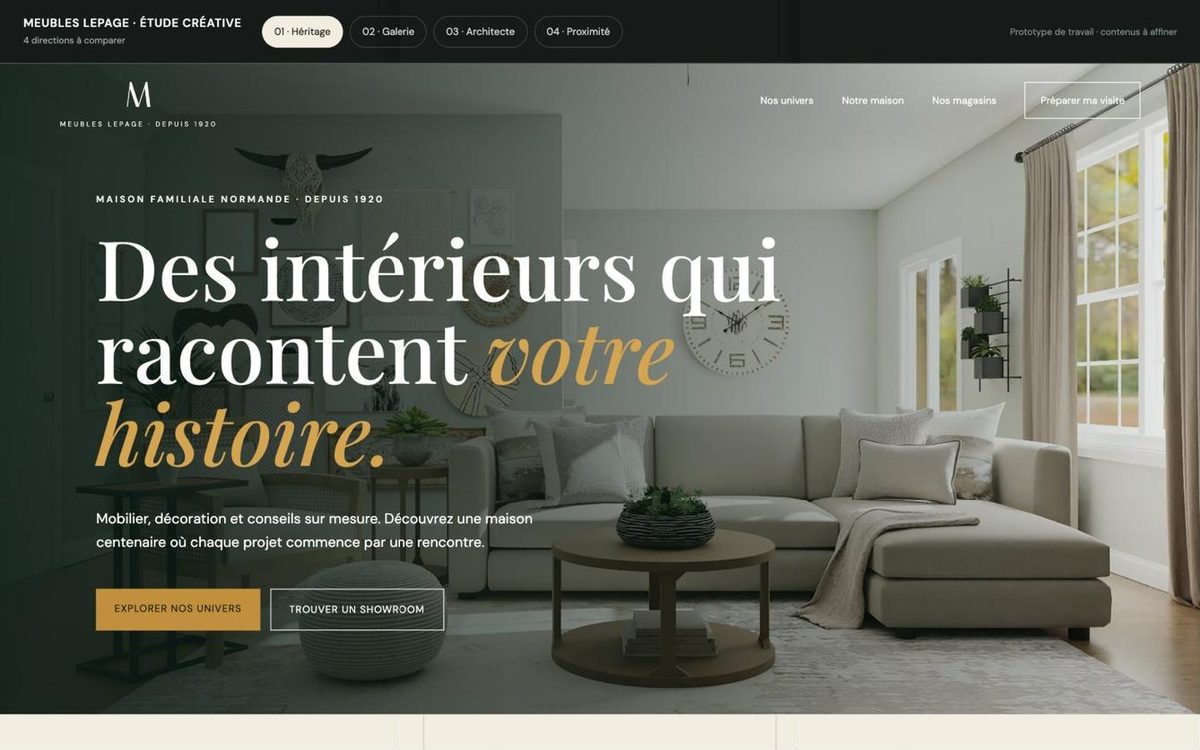 Prototype du site Meubles Lepage
